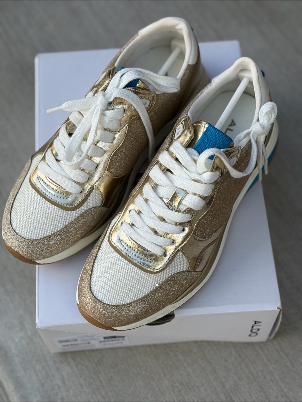 ALDO Gold and White Glitter Sneakers - Picture 3 of 4